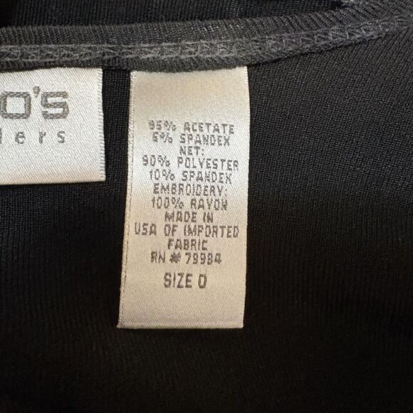 Chico's Travelers Cardigan Womens Sz S Black Open Front Embroidered Sequin Top - Picture 6 of 7